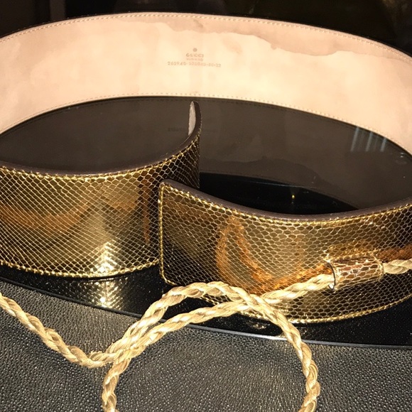 🏆Host Pick🏆Gucci Gld SnakeSkin Bamboo Waist Belt - Picture 8 of 8